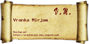 Vranka Mirjam névjegykártya